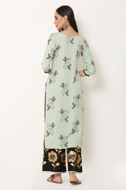 Women's Viscose Rayon Kurta And Palazzo Set