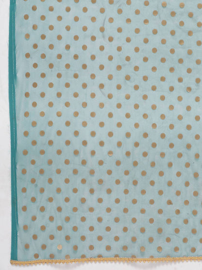 Buy_Women's_Green_Net_Polka_Print_Dupatta_Online_Trendia