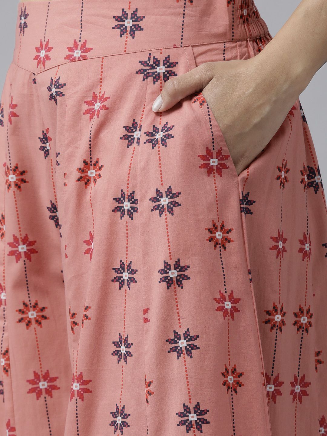 Women's Mexican Print Straight Kurta Palazzo Set