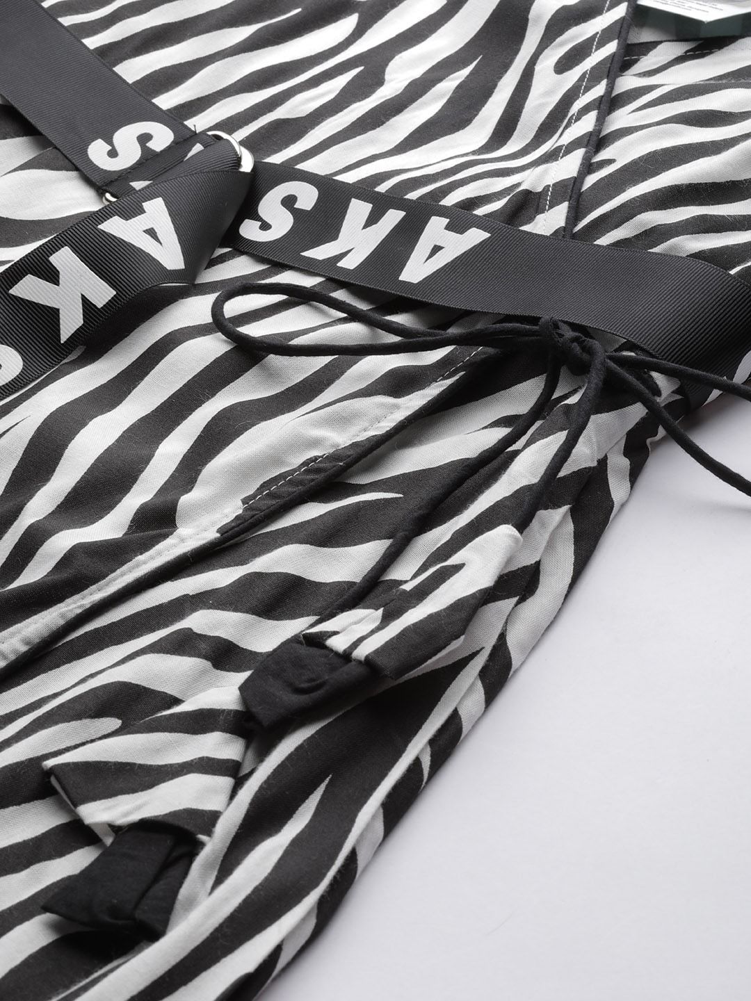 Women's  White & Black Animal Printed Wrap Dress