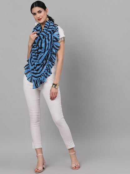Women's Blue Zebra Print Dupatta