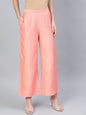 Women's  Peach-Coloured Solid Straight Palazzos