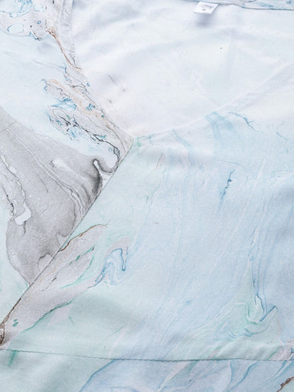 Women's  Sea Green & Blue Printed Maxi Dress
