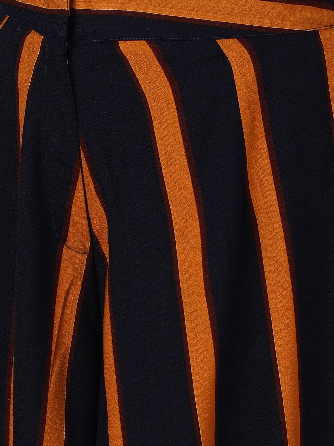 Women's  Navy Blue & Orange Striped Wide Leg Palazzos