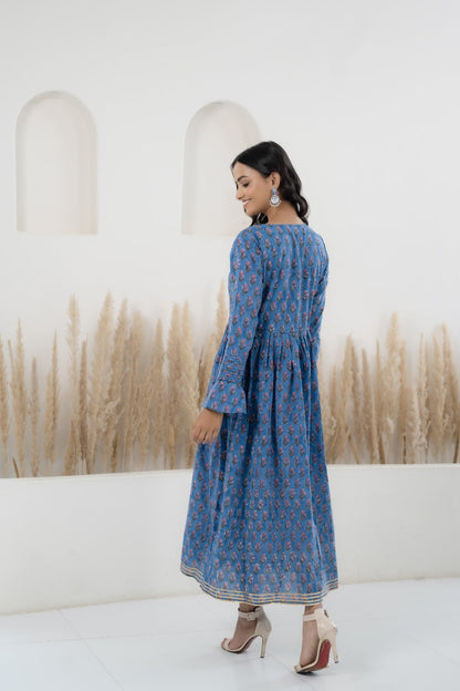 Womenâ€™s Blue Printed Traditional Dress by Myshka-