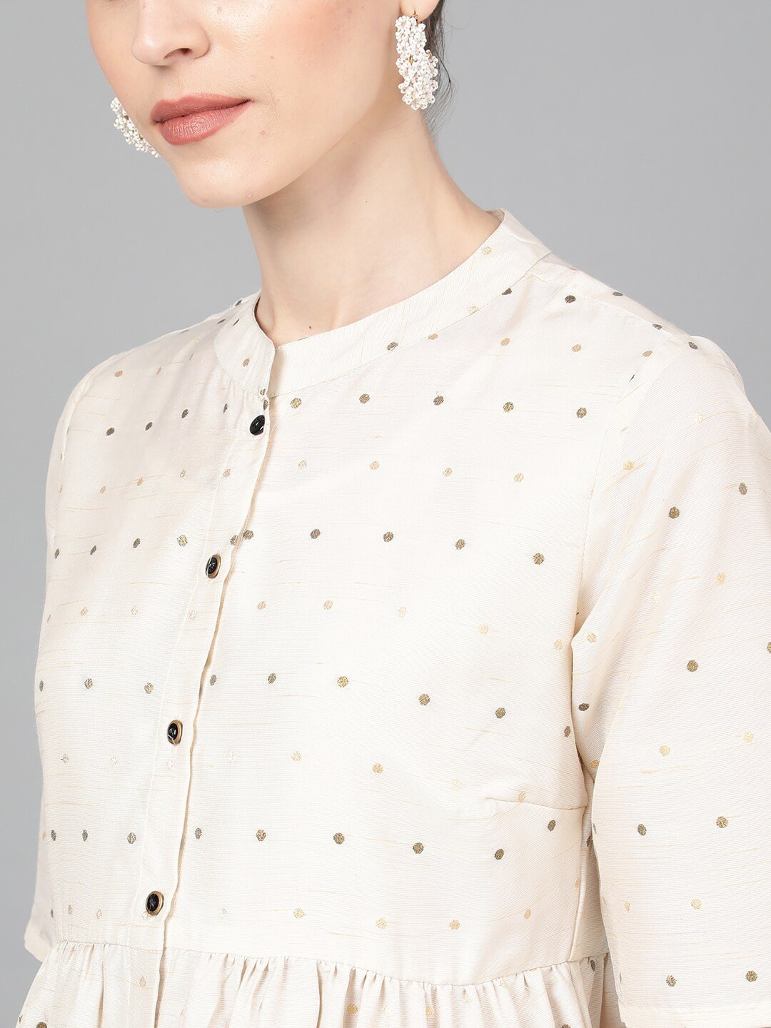 Women's  Off-White Self Design A-Line Dress