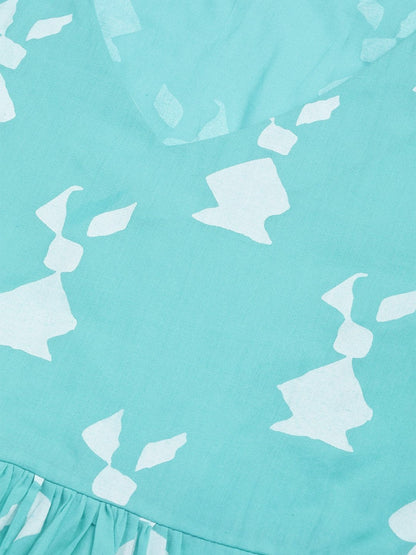 Women's Blue & White Printed Tunic