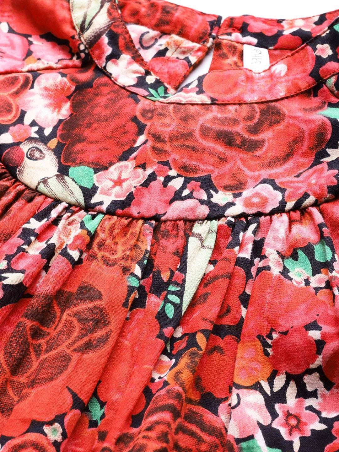 Women's Red & Black Printed Tunic