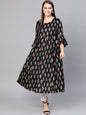 Women's  Black Printed Anarkali Kurta