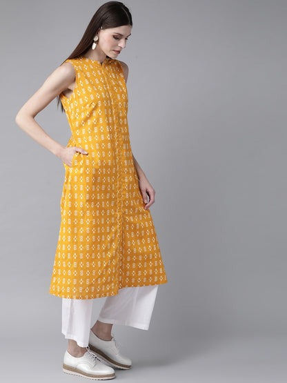 Women's Yellow Printed Kurta