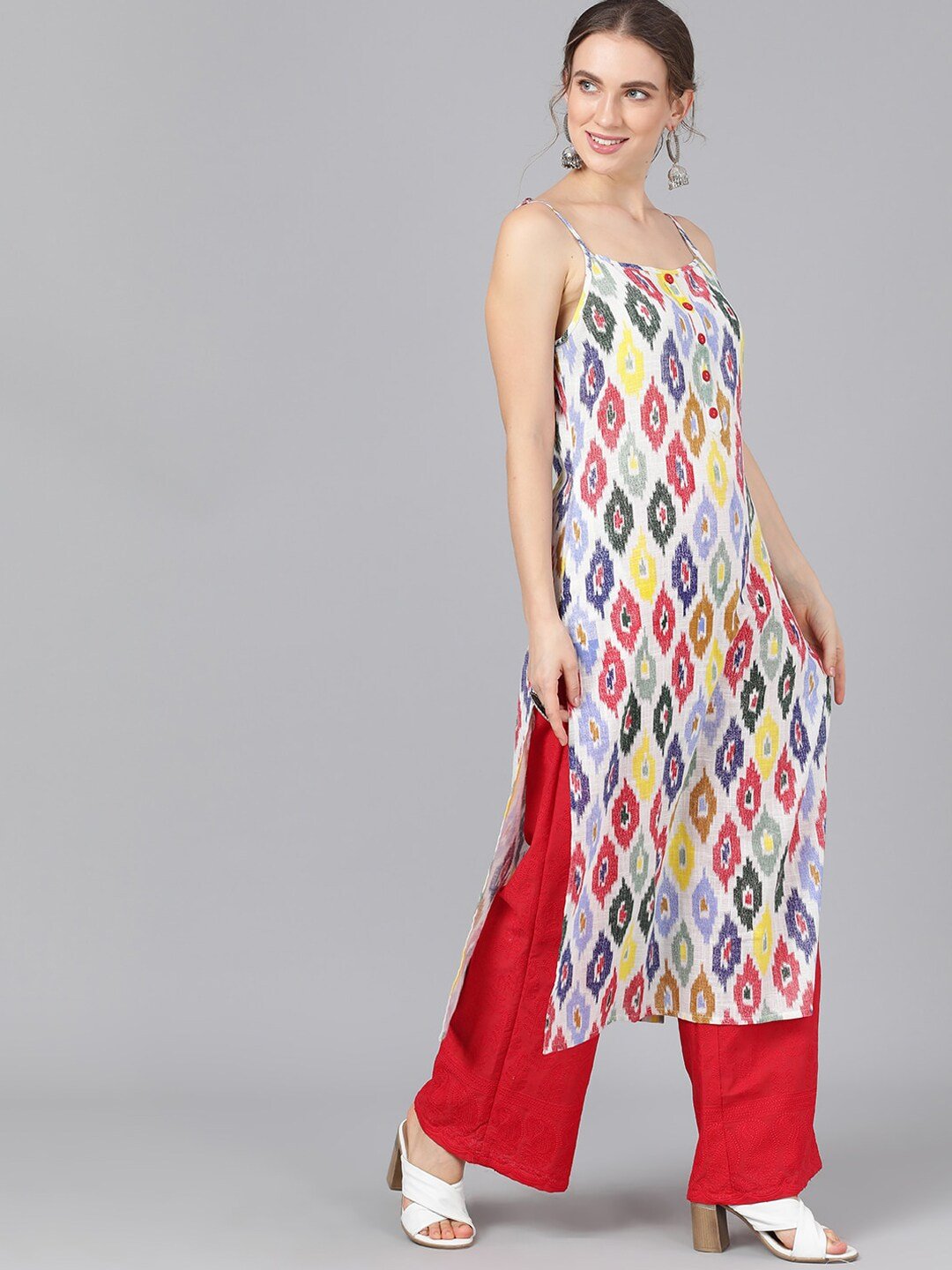 Women's  Multicoloured Printed Straight Kurta