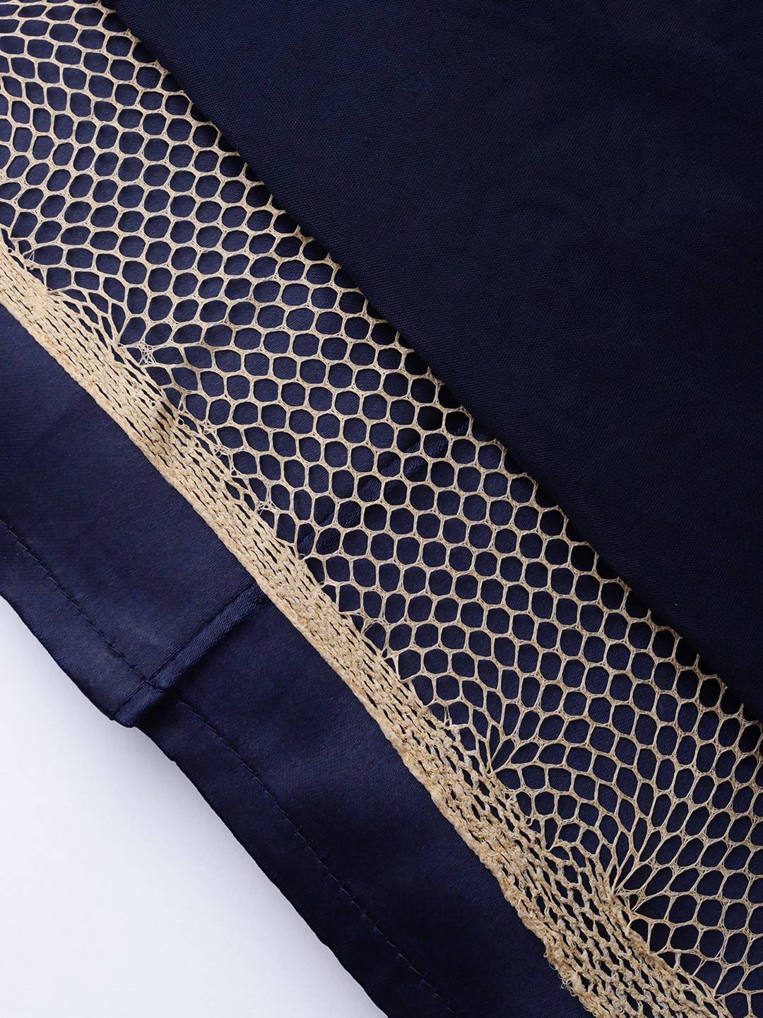 Women's Navy Velvet Foil Print Kalidar Skirt