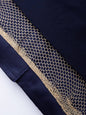 Women's Navy Velvet Foil Print Kalidar Skirt