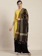 Women's Black Chanderi Woven Dupatta3