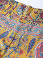 Women's Mustard Cotton Printed Flared Palazzo