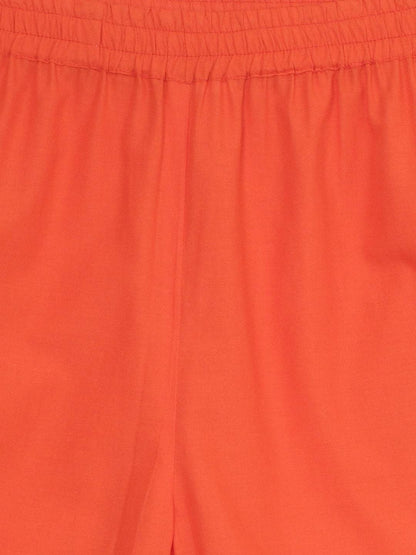 Women's  Navy & Orange Printed Kurta with Palazzos
