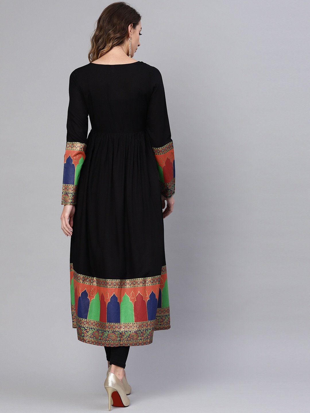 Women's  Black Solid A-Line Kurta