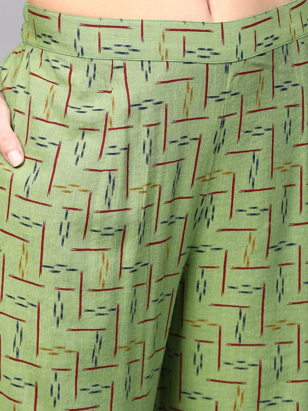 Women's  Green & Brown Printed Kurta with Palazzos