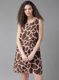 Women's  Pink & Brown Animal Printed A-Line Dress