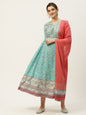 Women's Floral Printed Anarkali Dress & Dupatta Set