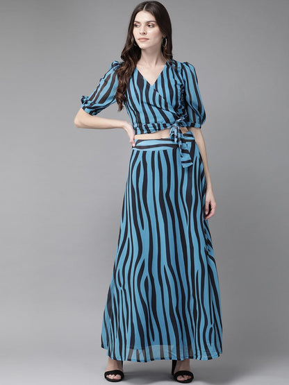 Women's Zebra Crop Top with Skirt