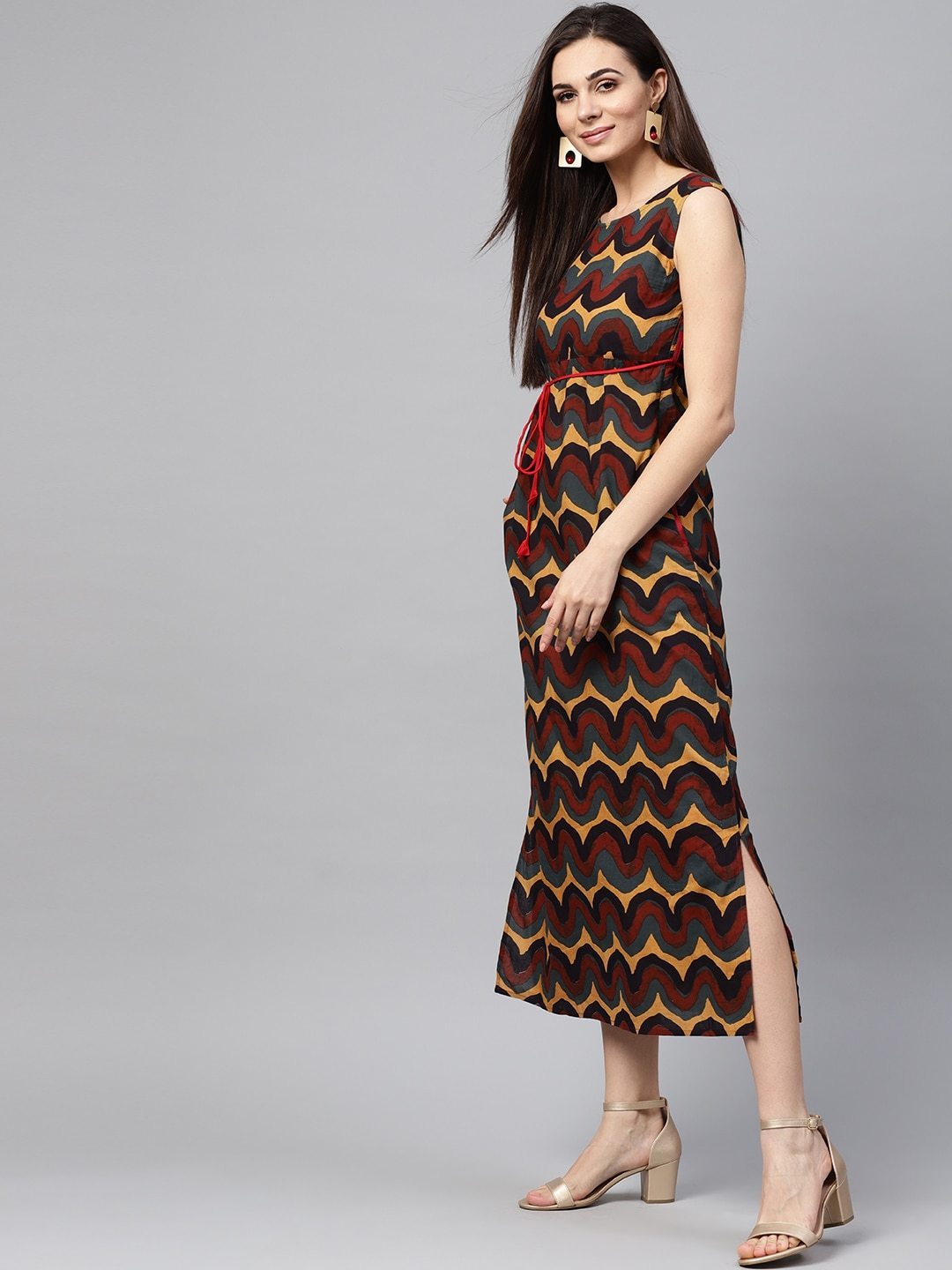Women's  Multicoloured Printed Maxi Dress