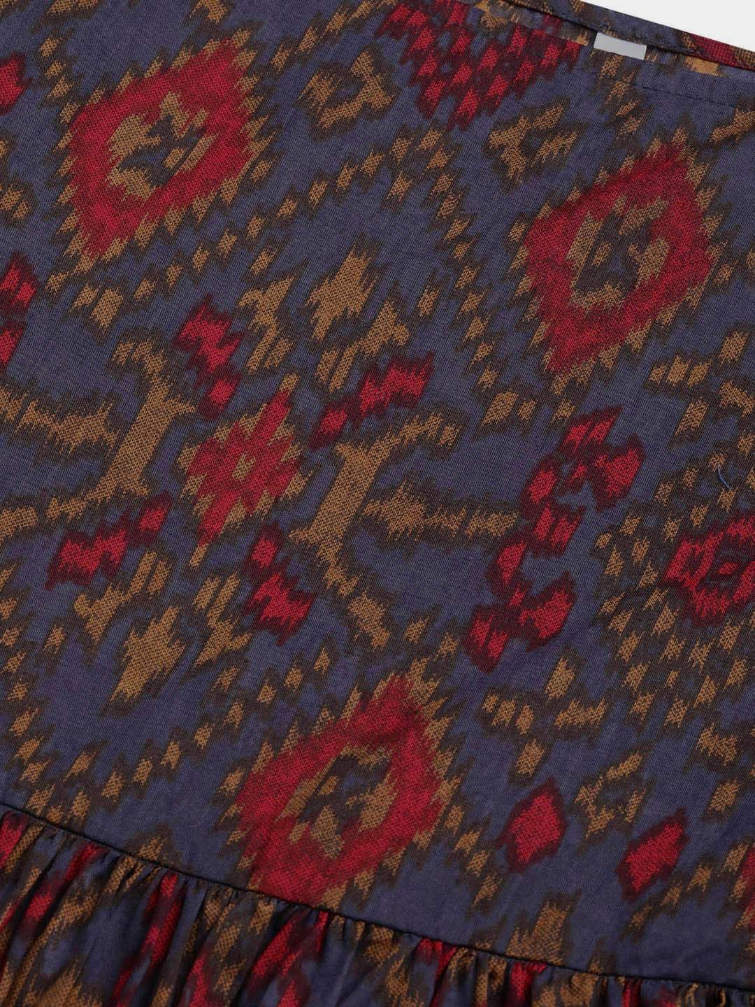 Women's Blue & Brown Printed Tunic
