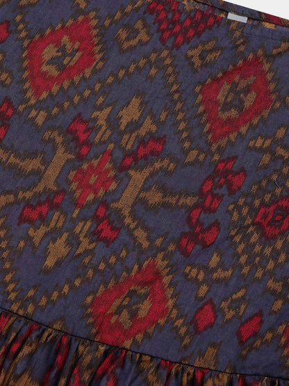 Women's Blue & Brown Printed Tunic