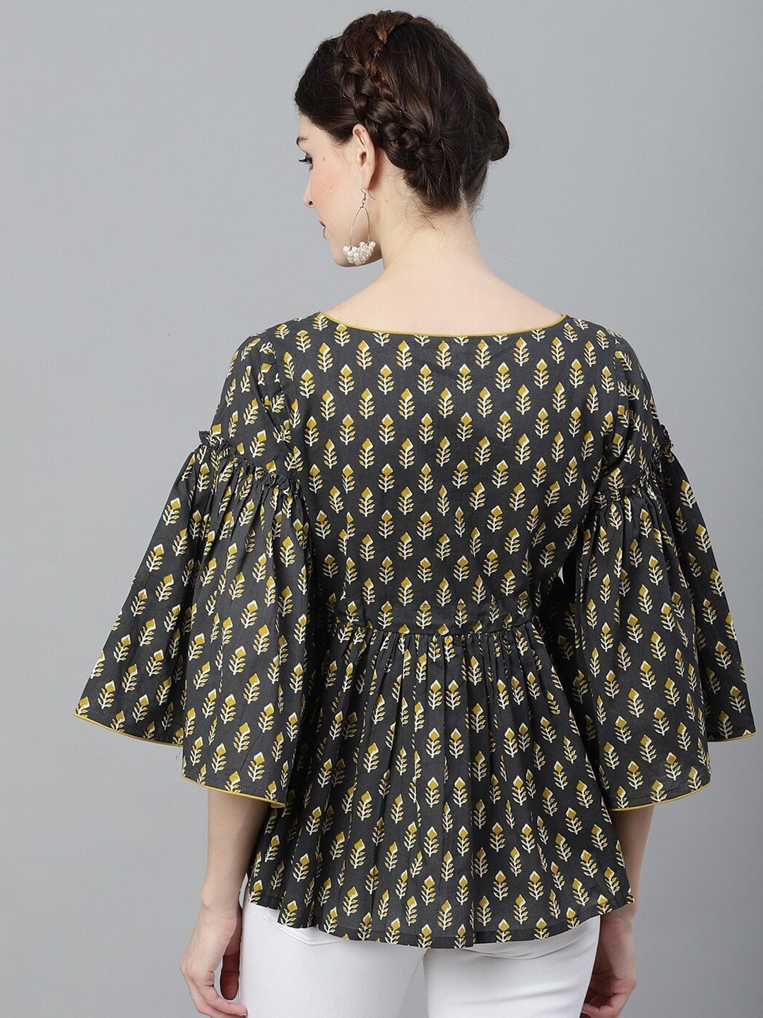 Women's Grey & Mustard Printed Tunic