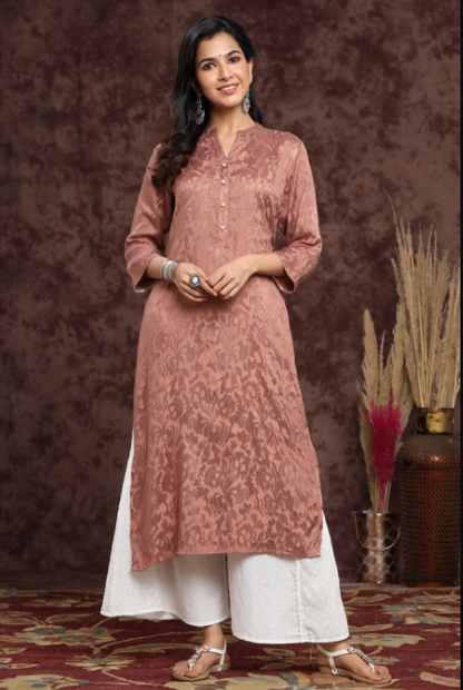Women's Rayon Jacquard Straight Kurta