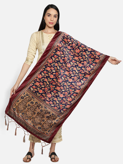 Women's Multicolored Polyster Velvet  Digital Printed Dupatta