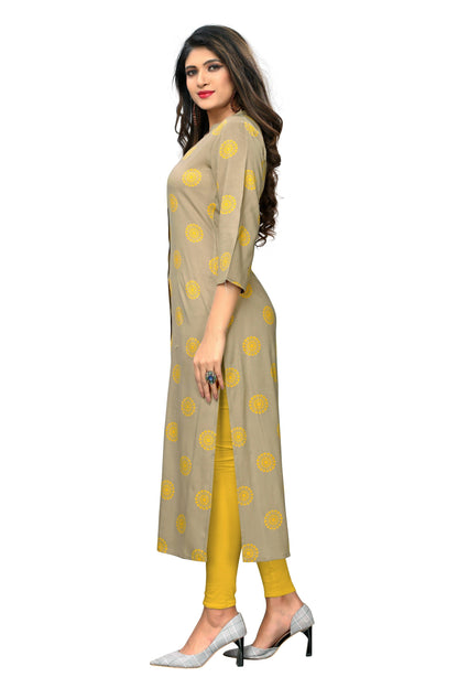 Women's Beige Straight Kurta By Vbuyz (1