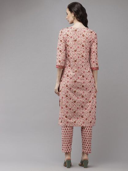 Women's Pink Floral Kurta Set