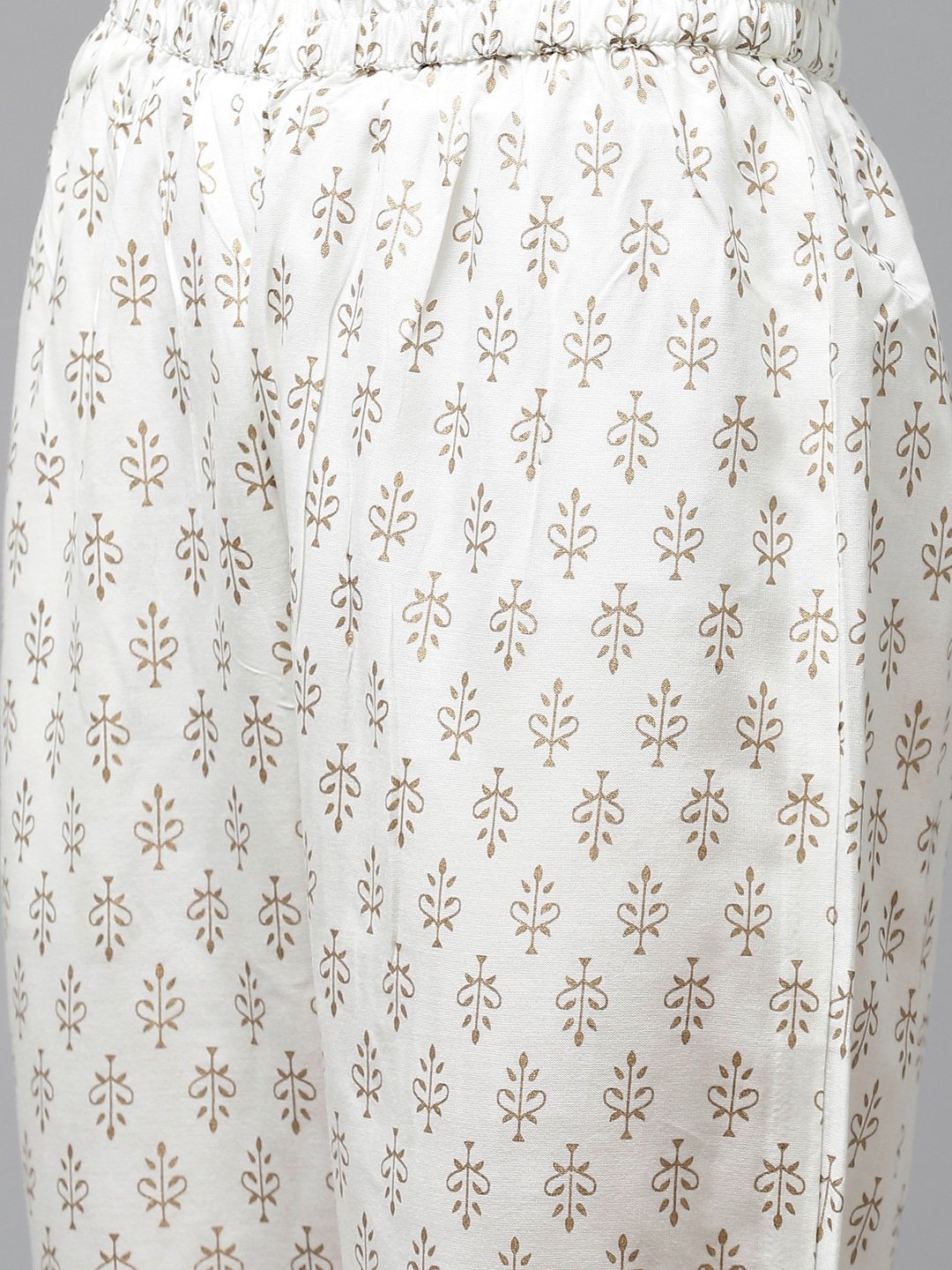 Women's Teal Blue & Off-White Printed Kurta Set