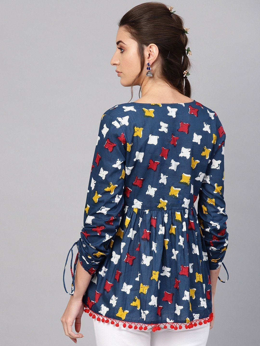 Women's  Navy & Red Printed Tunic