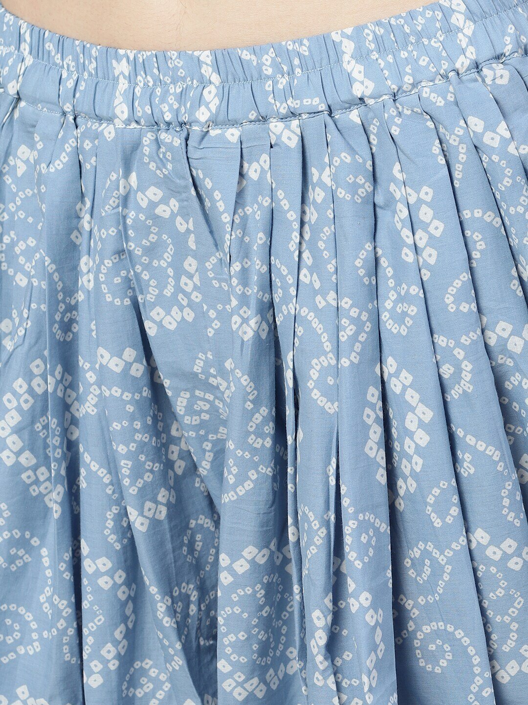 Women's Blue & White Printed Top With Dhoti Pant
