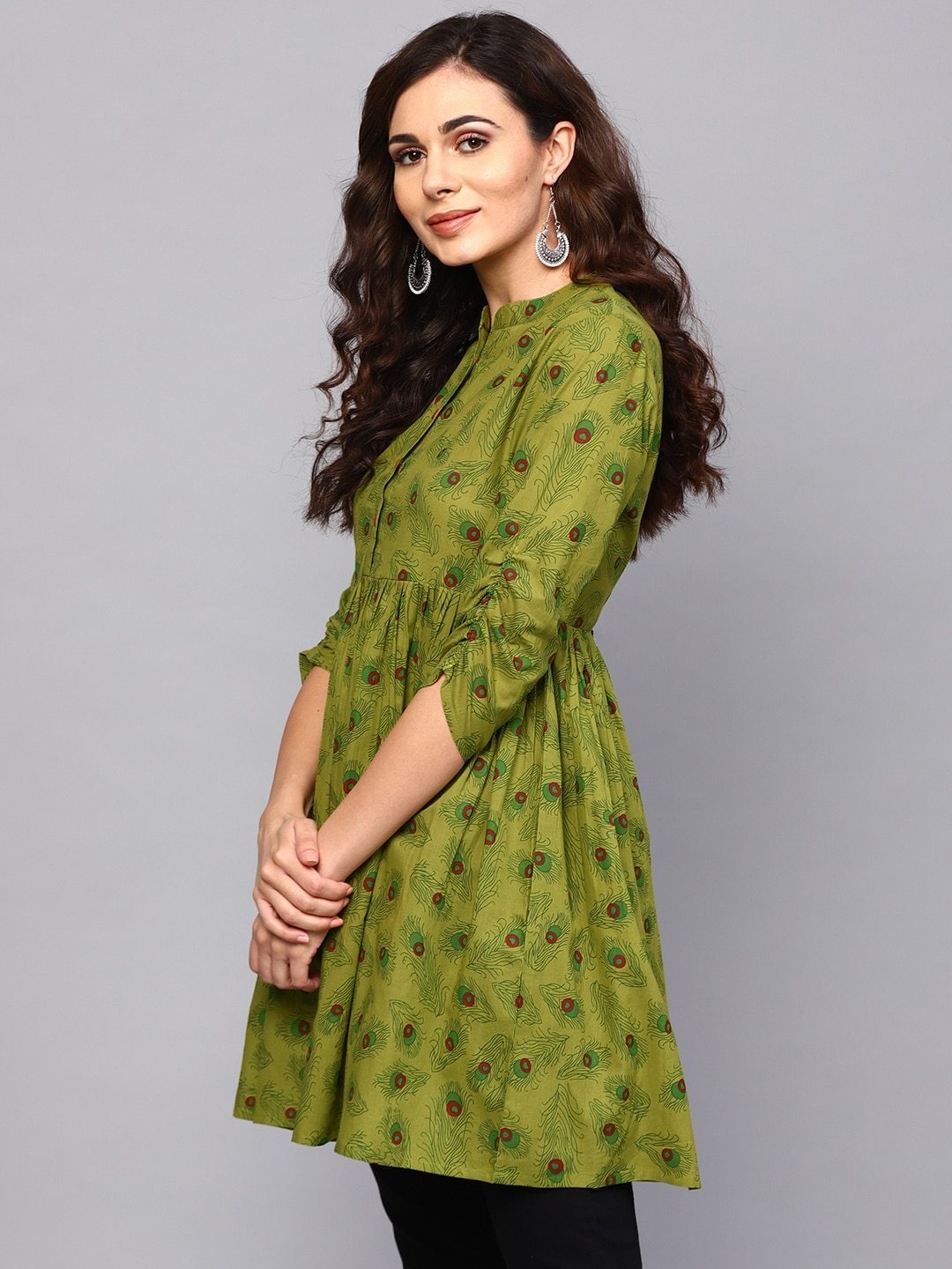 Women's  Green Printed Tunic