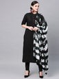 Women's  Black & White Solid Kurta with Trousers & Dupatta