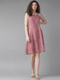 Women's  Pink & Brown Leopard Print A-Line Dress
