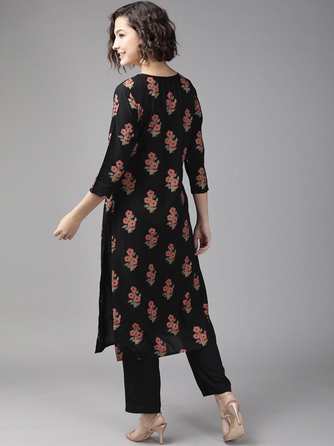 Women's Black & Pink Printed Kurta Set