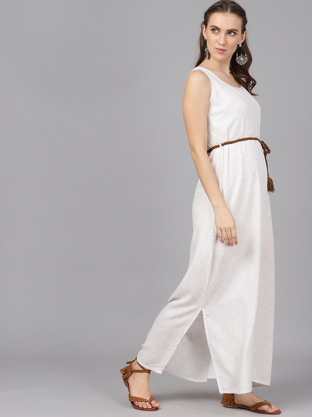Women's  Off-White Self Design Maxi Dress