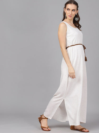 Women's  Off-White Self Design Maxi Dress