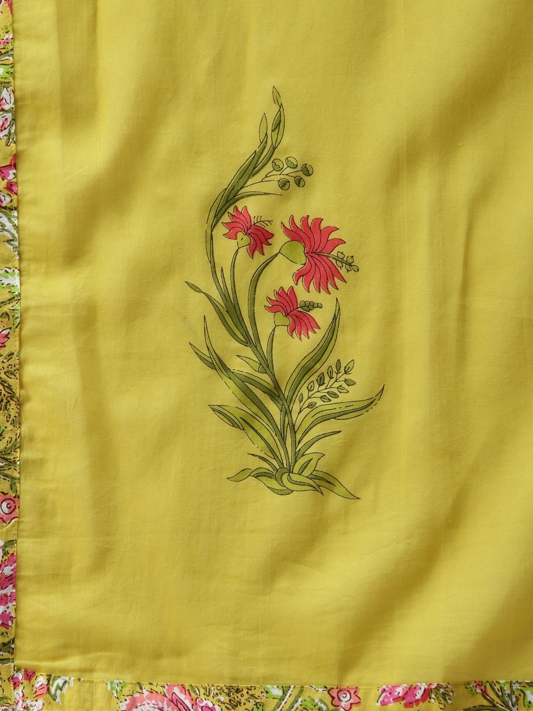 Women's Lime Green Printed Kurta Set