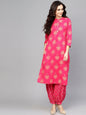 Women's  Pink Printed Kurta with Salwar
