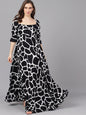 Women's  Black & White Printed Maxi Dress