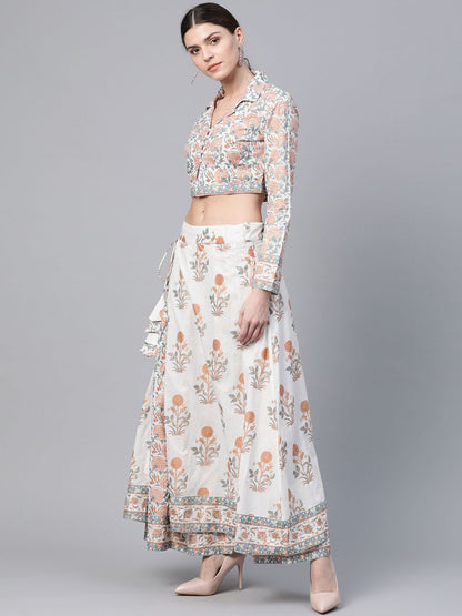 Women's Khari Print Shirt with Skirt