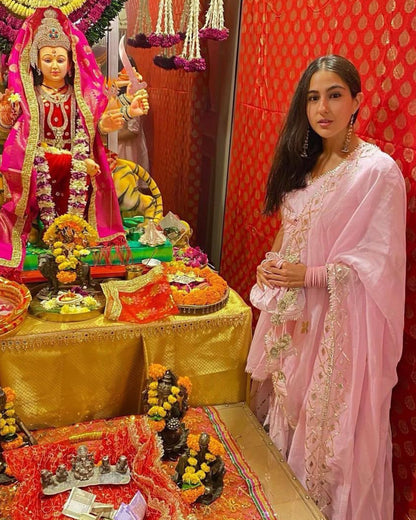 Women's Pink Rhythm Gota Sharara Set