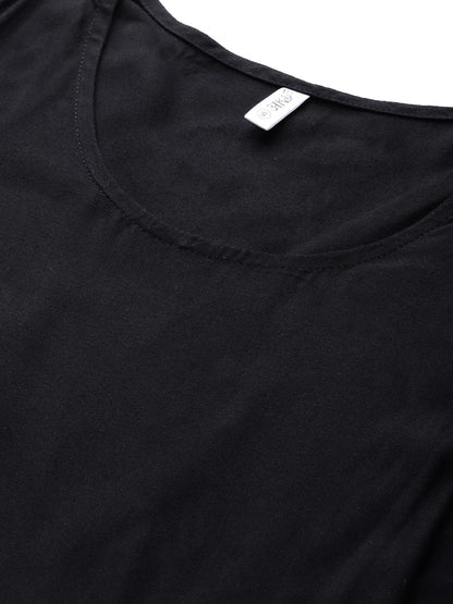 Women's  Black Solid A-Line Kurta