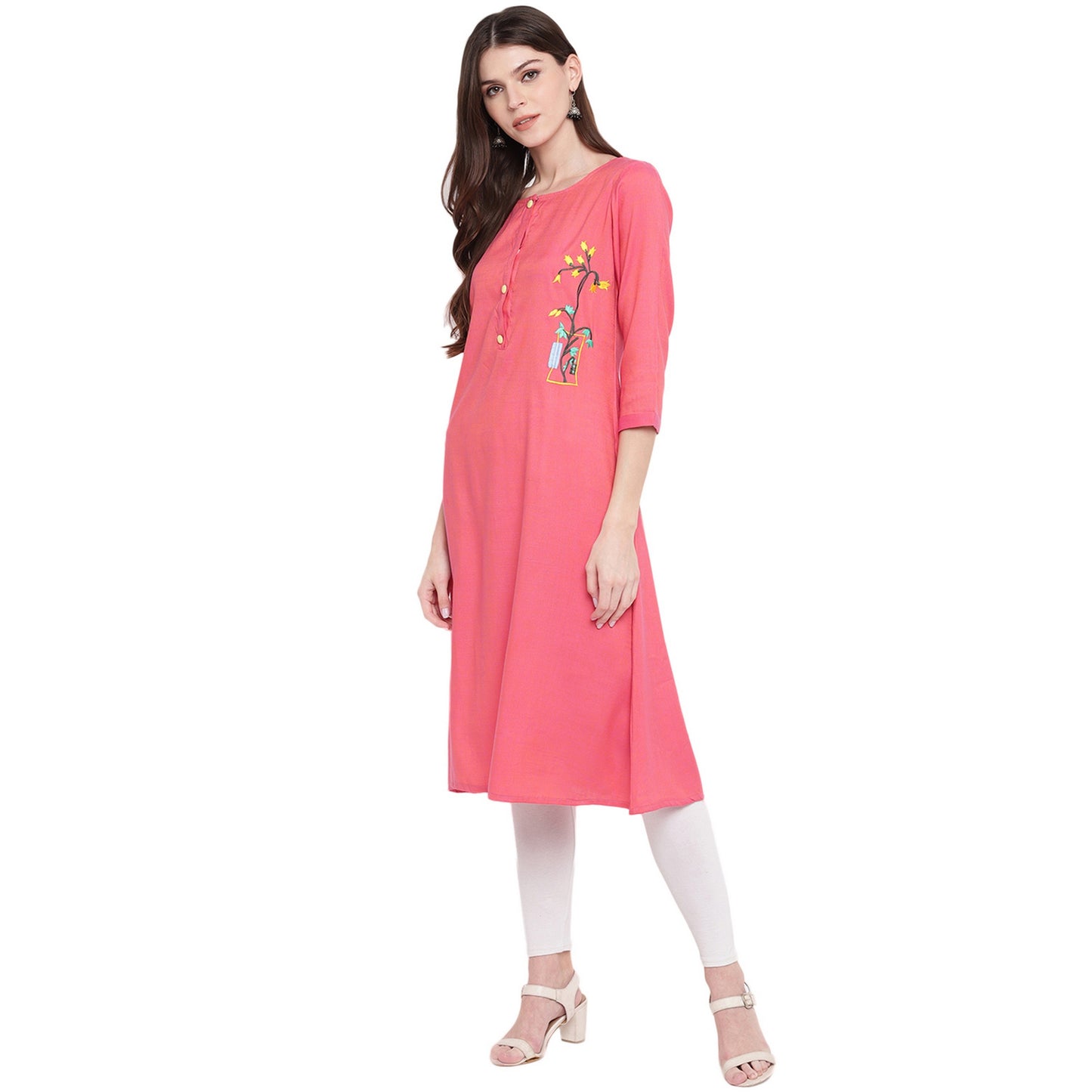 Women's Light Pink A-Line Kurta By Vbuyz- (
