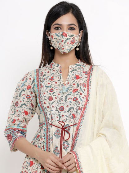 Women's Printed Flared Kurta Pant Dupatta Set